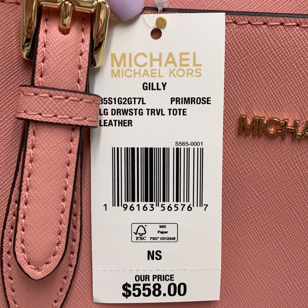 MICHAEL KORS GILLY LARGE DRAWSTRING TRAVEL TOTE PRIMROSE COLOR - Picture 15 of 15